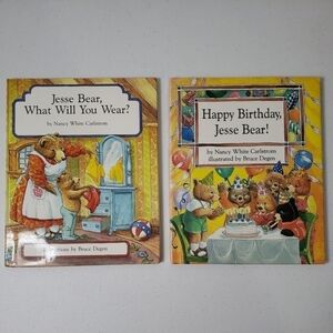 SET of 2 Jesse Bear Children Books Nancy White Carlstrom SIGNED See Description